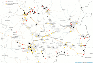 Карта боевых действий с сайта. http://texty.org.ua/