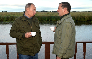 Путин и Медведев в Новгородской области